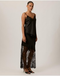 Tussah - Opal Satin Lace Trim Asymmetrical Cami Top