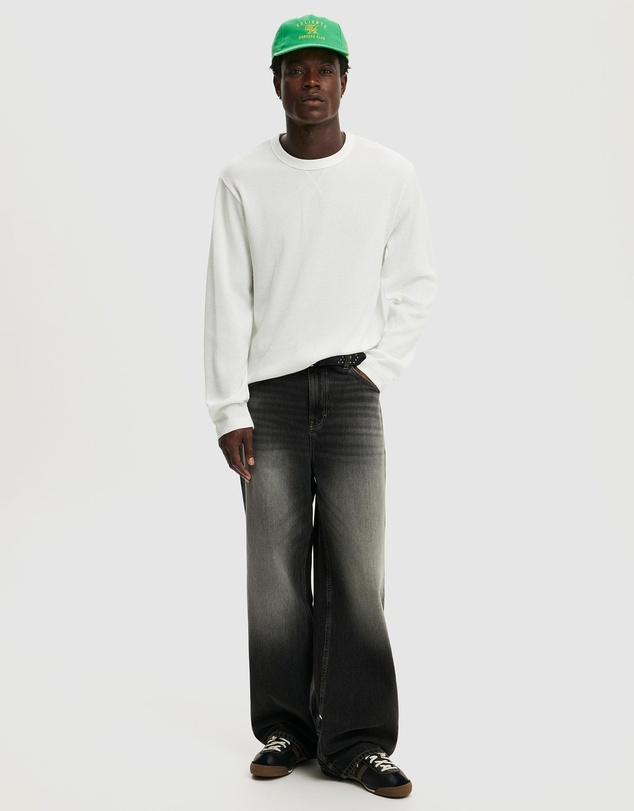 Cotton On - Cropped Fit Textured Long Sleeve T-Shirt