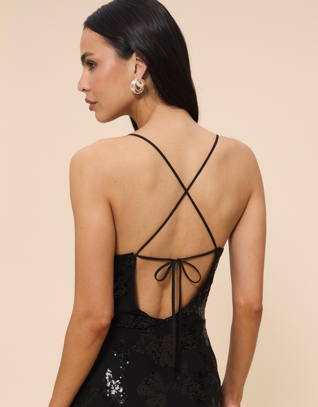 CHANCERY - Siera Sequin Cowl Neck Dress