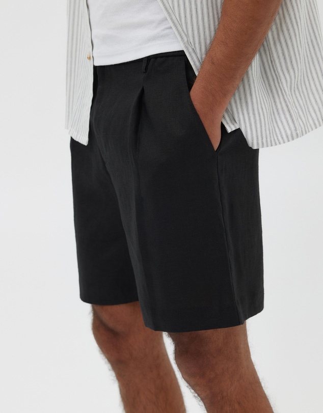 AERE - Seaside Pleated Linen Shorts