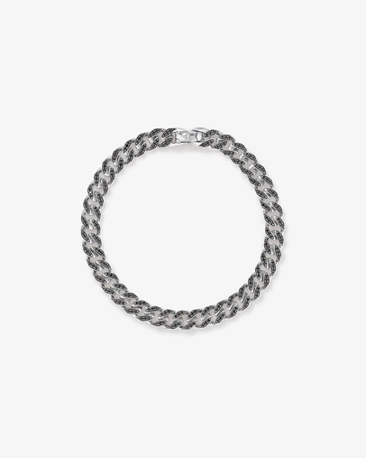 Michael Hill - Men's 1.38 Carat TW Men's Black Diamond Cuban Bracelet in Sterling Silver