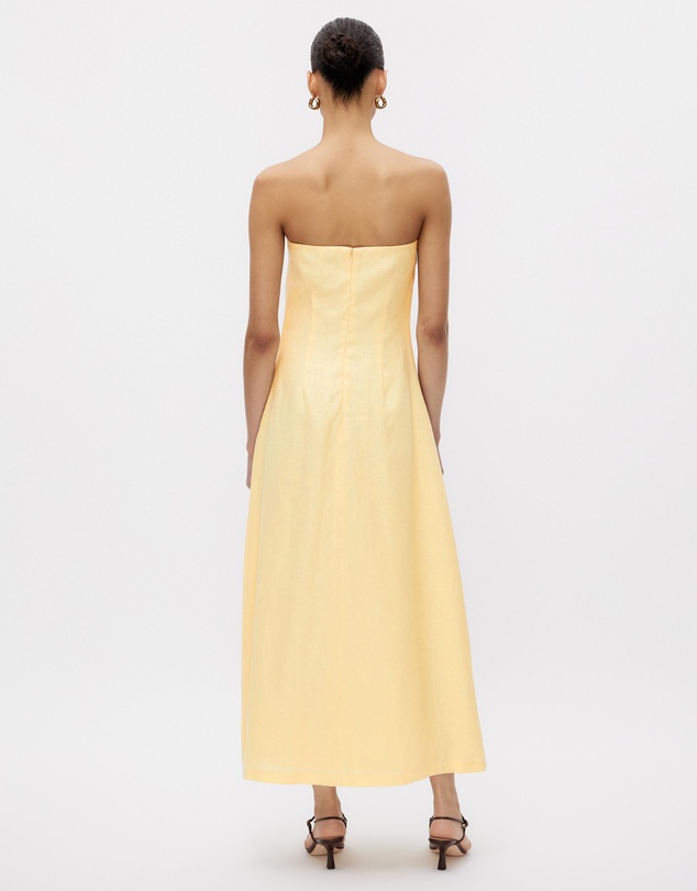 Minima Esenciales - Nivas Linen Empire Strapless Dress