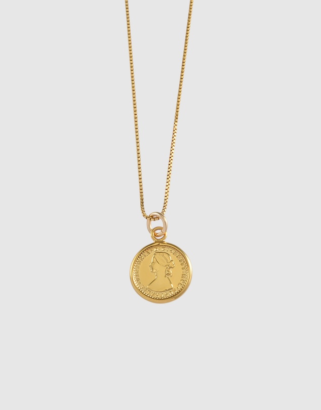 Von Treskow - Fine Box Chain Necklace with Mini Coin
