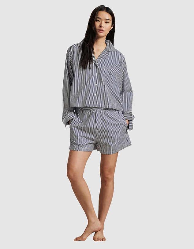 Polo Ralph Lauren - Shirting Stripes Crop Top & Boxer Short Cotton Pyjama Set