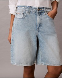 Calvin Klein Jeans - Denim Logo Tape Relaxed Bermuda Shorts