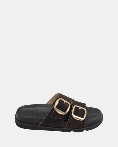Human - Women's Ruby Slide Sandals Choc Suede