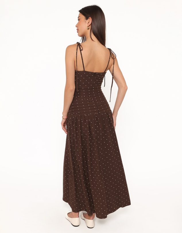 Petal & Pup - Mischa Maxi Dress - Brown Polka Dot
