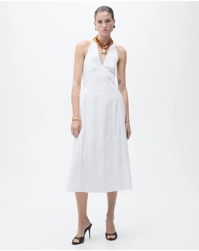 M.N.G - Valenti Halter Neck Cotton Midi-Dress