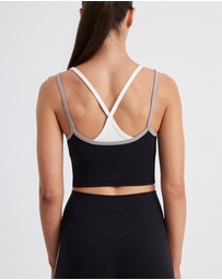 Upstate - Air Sculpt Strappy Layered Tank - Black