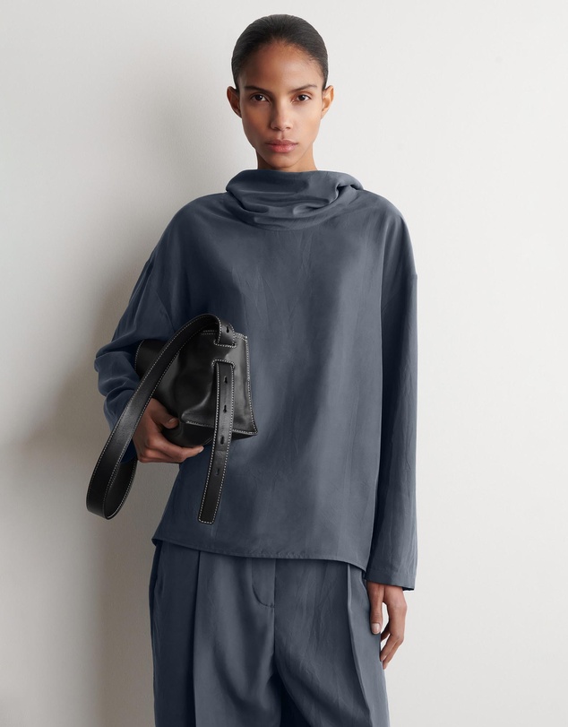 COS - Crinkled-Silk Funnel-Neck Top