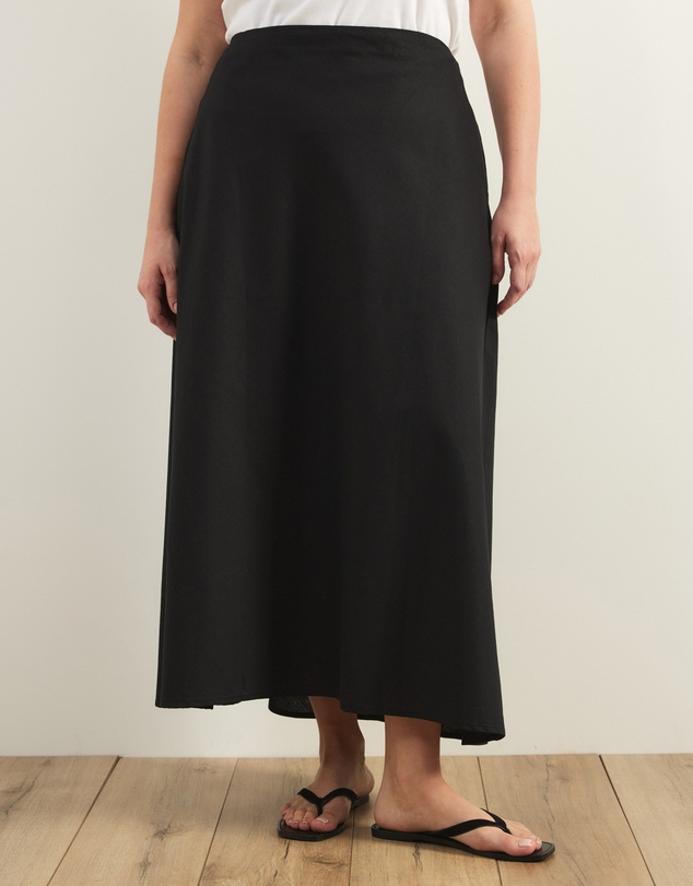 Atmos&Here Curvy - Celina Linen Blend Midi Skirt