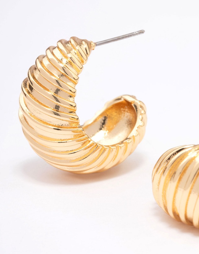 Lovisa - Gold Plated Bold Croissant Hoop Earrings