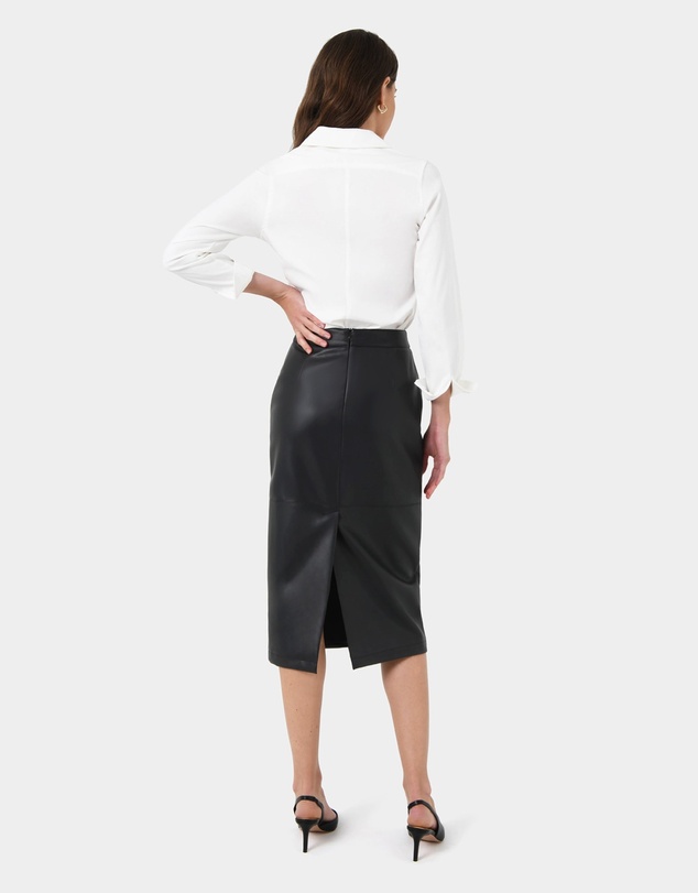 Forcast - Vera Faux Leather Midi Skirt
