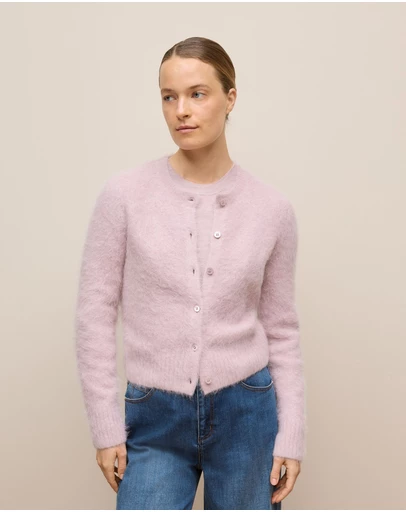 Trenery - Brushed Alpaca Button Through Cardigan in Pink Rose