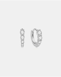 Ania Haie - Silver Graduated Sparkle Huggie Hoop Earrings