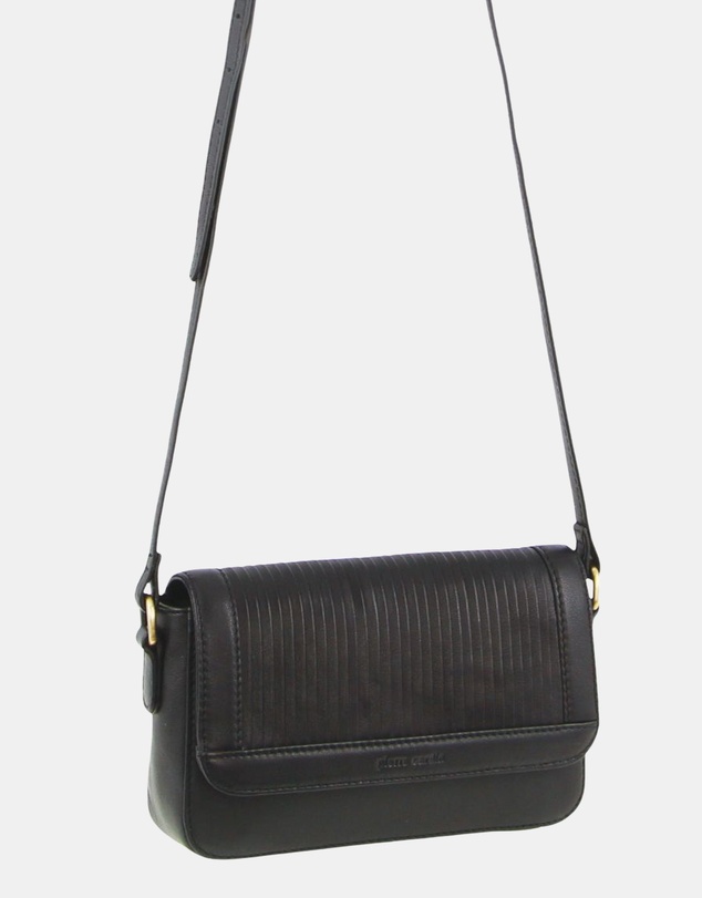 Pierre Cardin - Pierre Cardin Leather Pleated Design Crossbody Bag