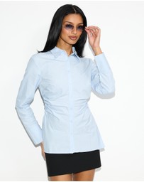 Dazie - Tia Ruched Button Up Shirt