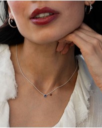Dower & Hall - Women's Blue Sapphire Round Dewdrop Pendant In Sterling Silver