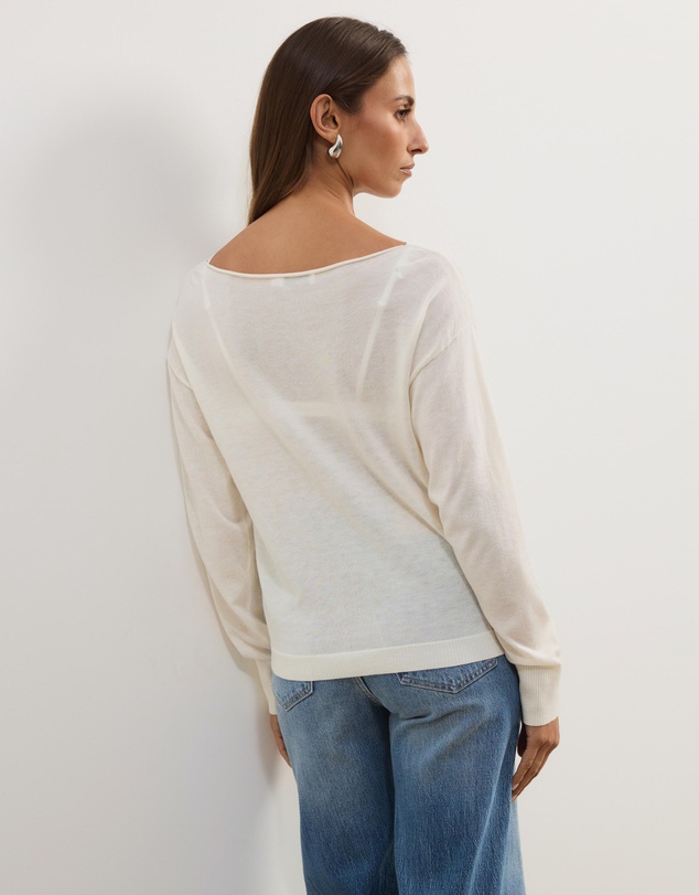Atmos&Here - Riva Off Shoulder Fine Knit Top With Long Batwing Sleeve