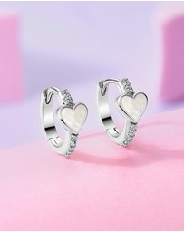 Mestige Kids - Amour Heart Hoops - Silver Plated