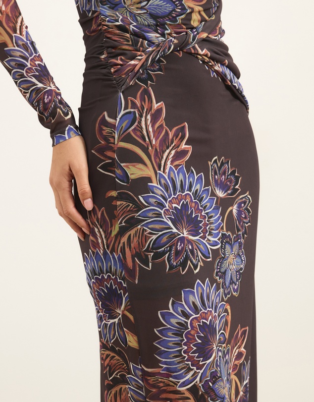 Atmos&Here - Rae Long Sleeve Midi Dress With Twist Detail At Waist