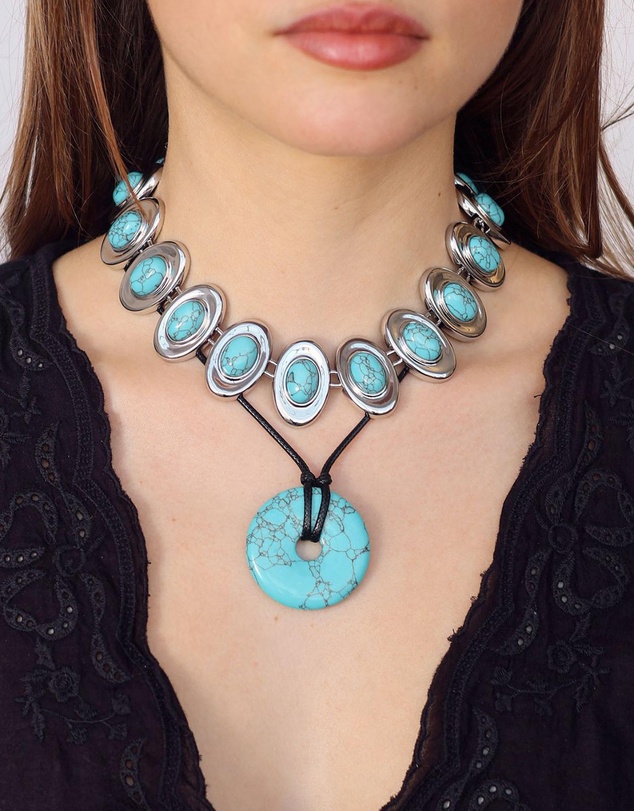 Petit Moments - Stone Disc Corded Necklace