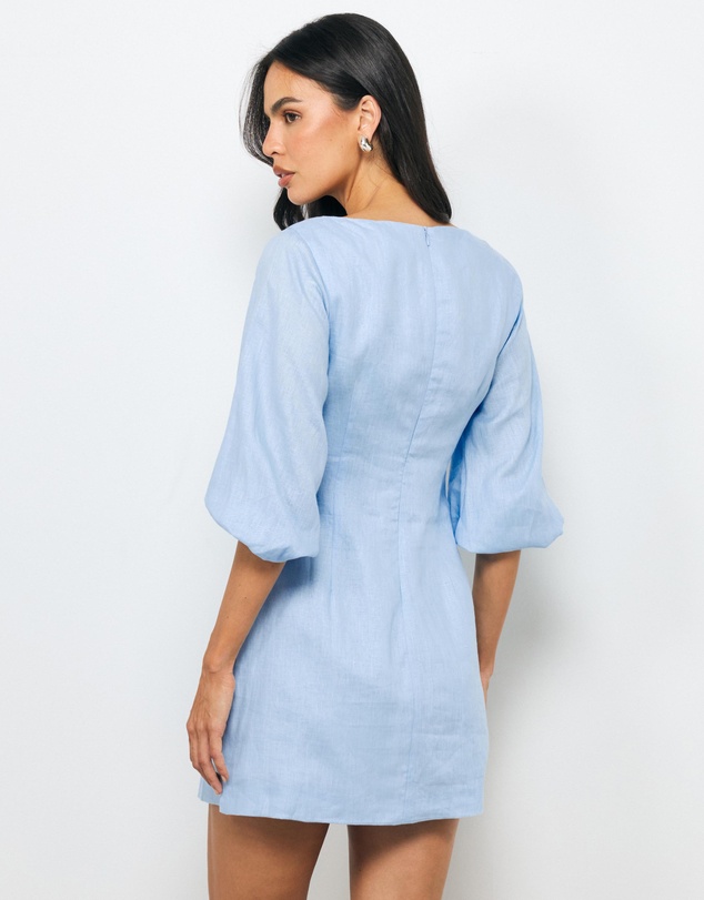 AERE - Emia Sleeved Linen Mini Dress
