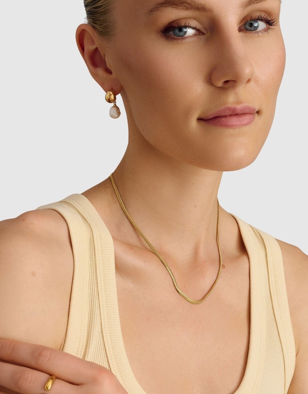 Nialaya Jewellery - Snake Chain Necklace in Gold