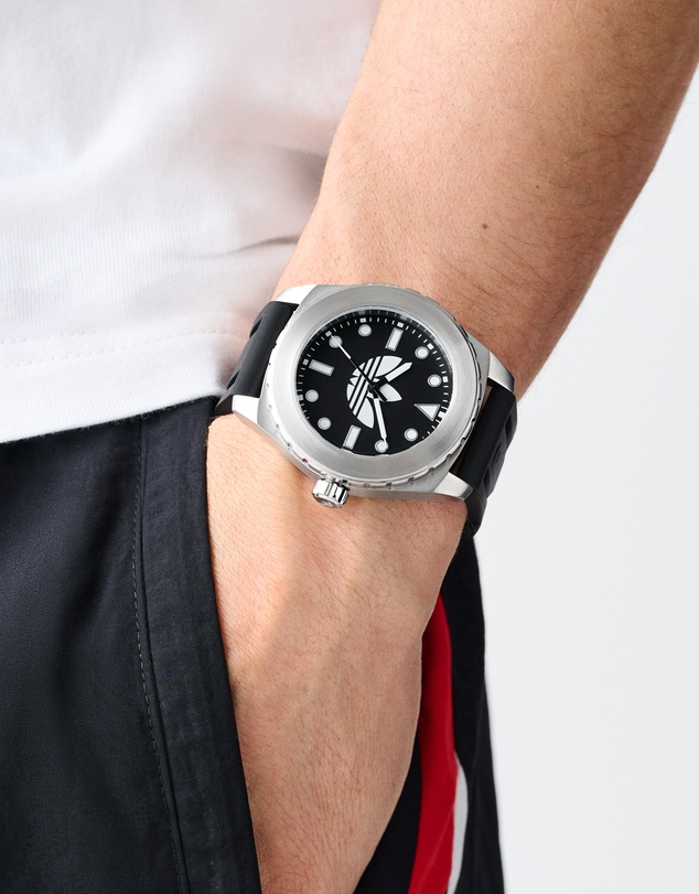 adidas Originals - Discoverer One Steel 44mm Black Silicone Watch
