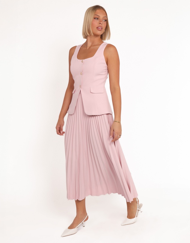 Petal & Pup - Liliana Pleated Midi Skirt - Pink