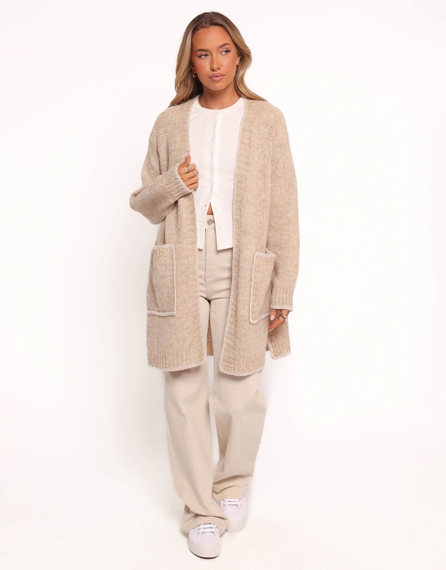 Petal & Pup - Trinette Contrast Pocket Cardigan - Tan