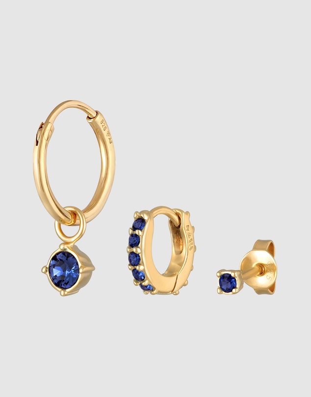 Elli Jewelry - Crystal Earring Set in Gold-Plated 925 Silver