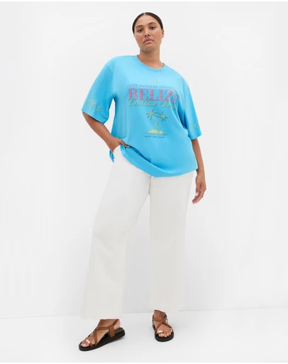 City Chic - Plus size Out Of Office Oversized Tee - blue