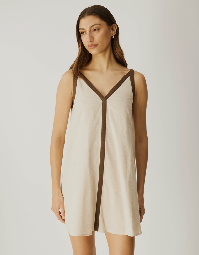 Atmos&Here - Contrast Linen Blend Mini Dress