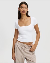Cotton On Body Active - Ultra Soft Square Neck Fitted T-Shirt