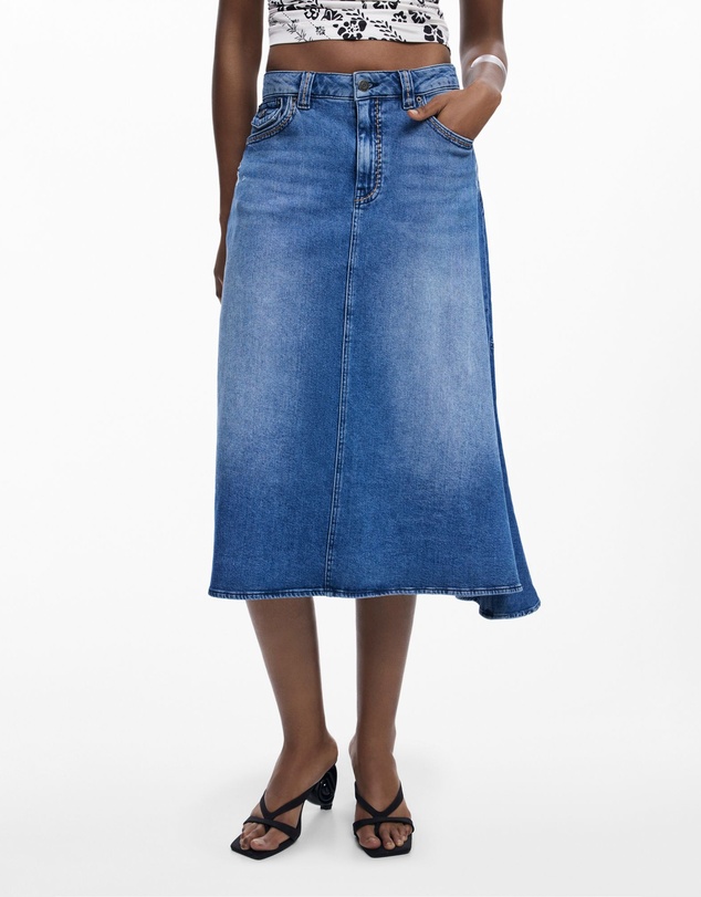 Desigual - Midi-length asymmetrical denim Skirt