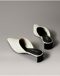 Calvin Klein - Leather Kitten Heel Mules