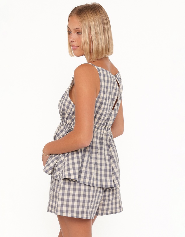 Petal & Pup - Rory Shorts - Slate Blue Gingham