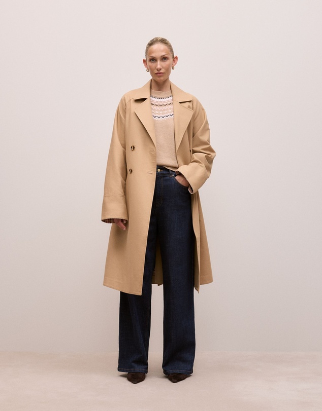 Trenery - Merino Cashmere Fair Isle Crew in Tan