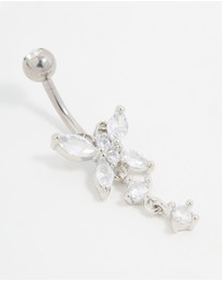 Lovisa - Titanium Cubic Zirconia Butterfly Drop Belly Bar