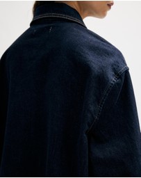 Minima Esenciales - Mara Bubble Hem Denim Bomber Jacket