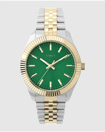 TIMEX - Womens 36mm Legacy Two-tone Case and Bracelet with Green Dial
