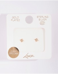 Lovisa - Gold Plated Sterling Silver Cubic Zirconia Starburst Earrings