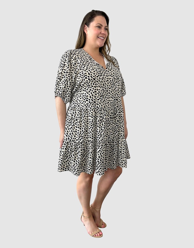 Love Your Wardrobe - Ocelot Spot Tiered Dress