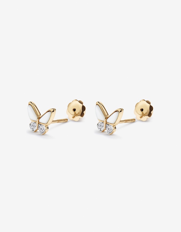 Michael Hill - Children's Mother of Pearl Butterfly Stud Earrings in 10kt Yellow Gold
