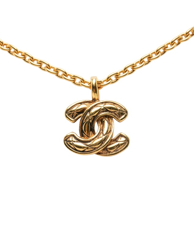 Pre-Loved by Azura Reborn - Pre-Loved Gold Plated Quilted CC Pendant Necklace