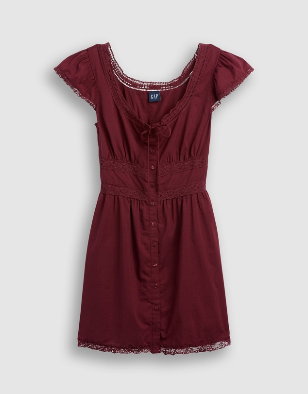 GAP - SS Lace Trim Button Mini Dress