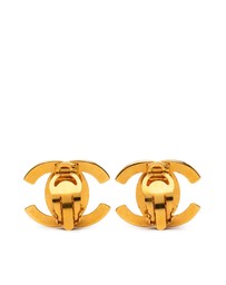 Pre-Loved by Azura Reborn - Pre-Loved Gold Plated CC Turn Lock Clip on Earrings