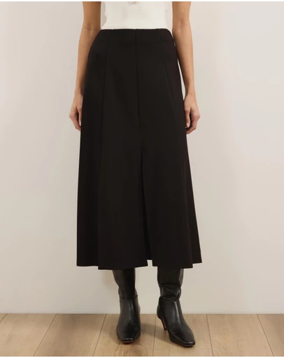 Atmos&Here - Laura Ponte Midi Skirt With Front Split At Hem