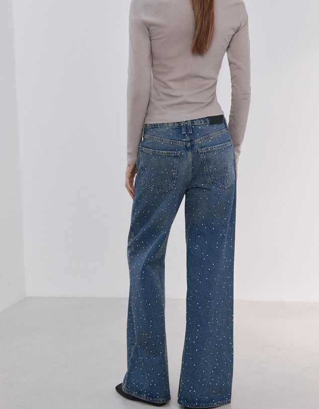 M.N.G - Wide-Leg Jeans With Rhinestones